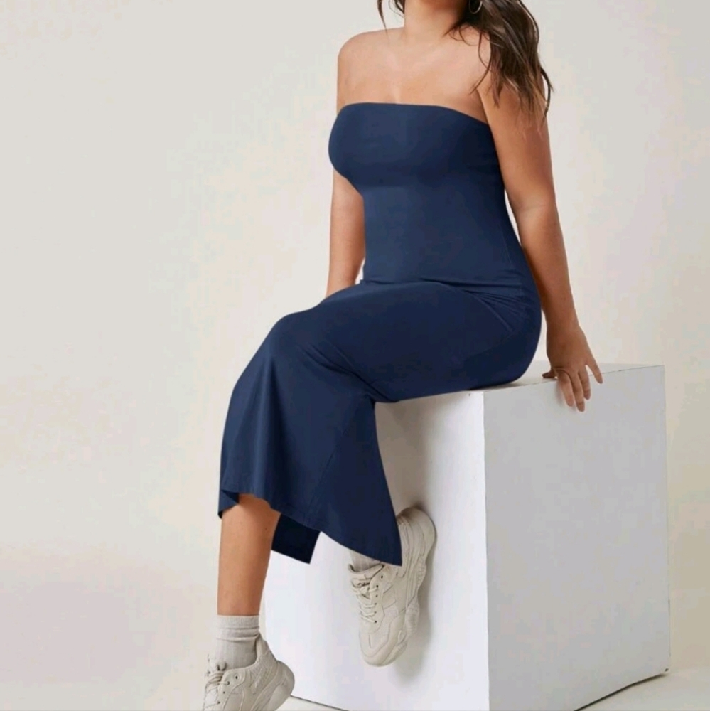Plus Solid Tube Bodycon Dress